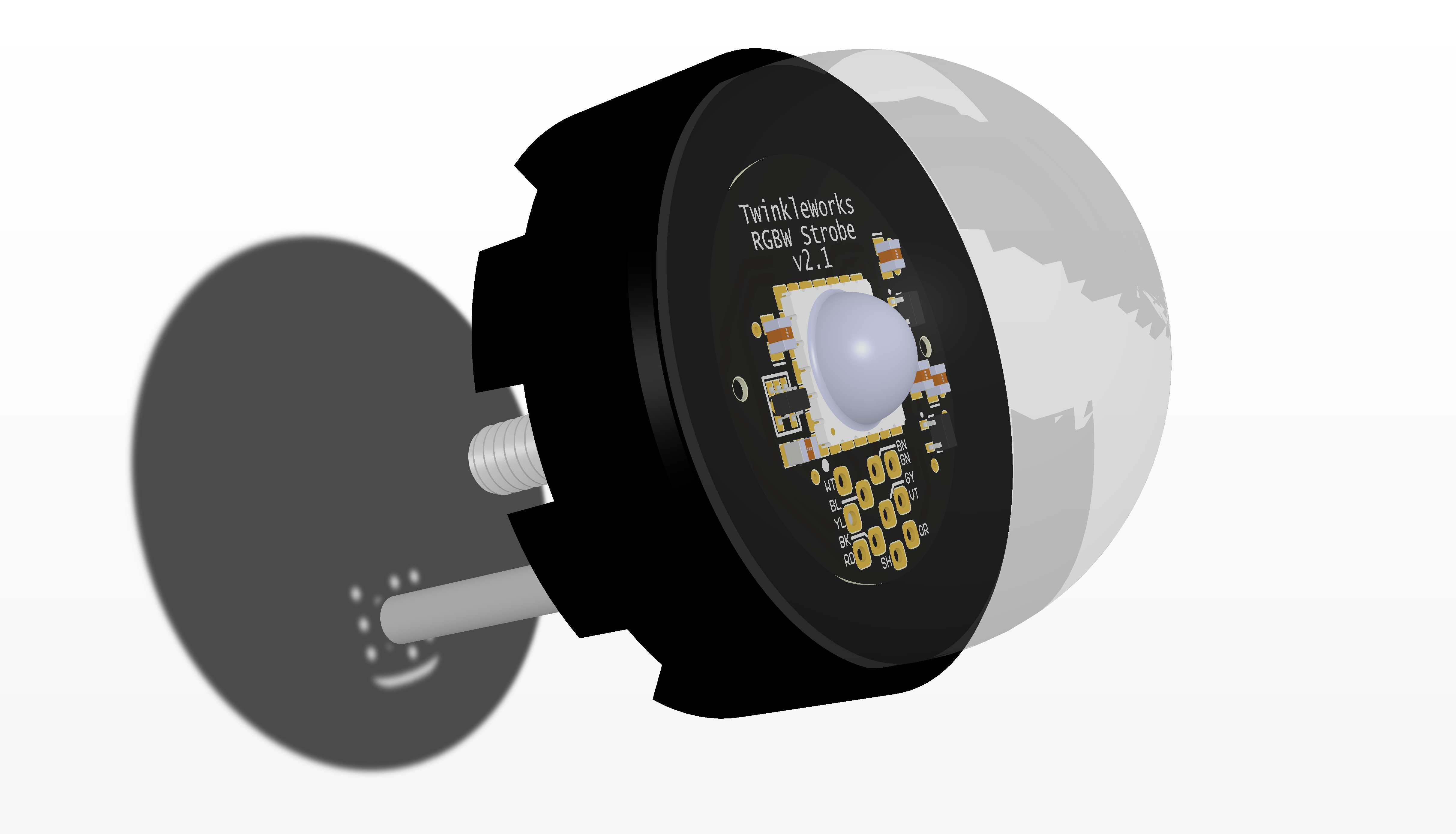 CAD mockup of RGBW strobe fixture