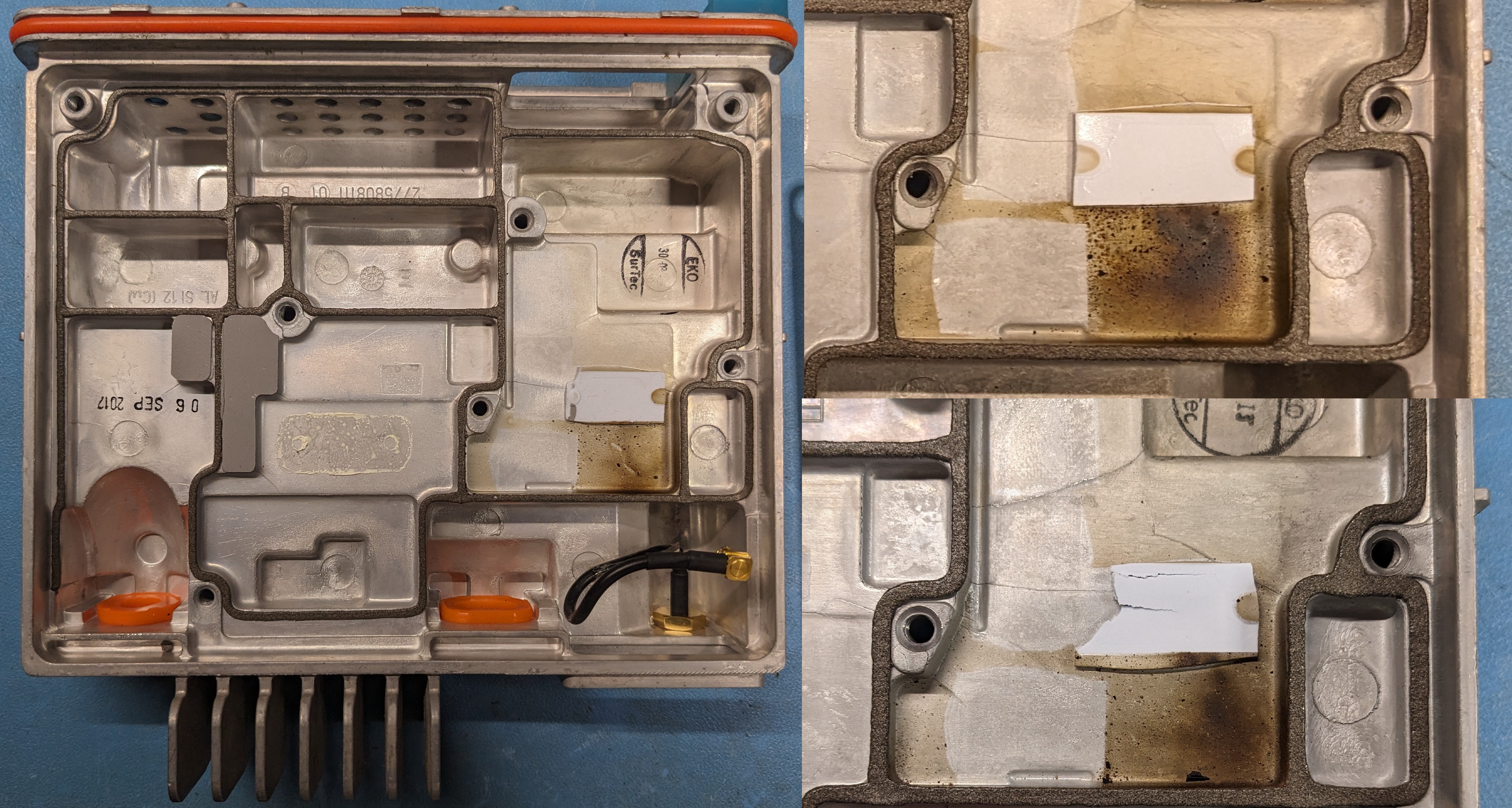 Residue from amplifier failure.