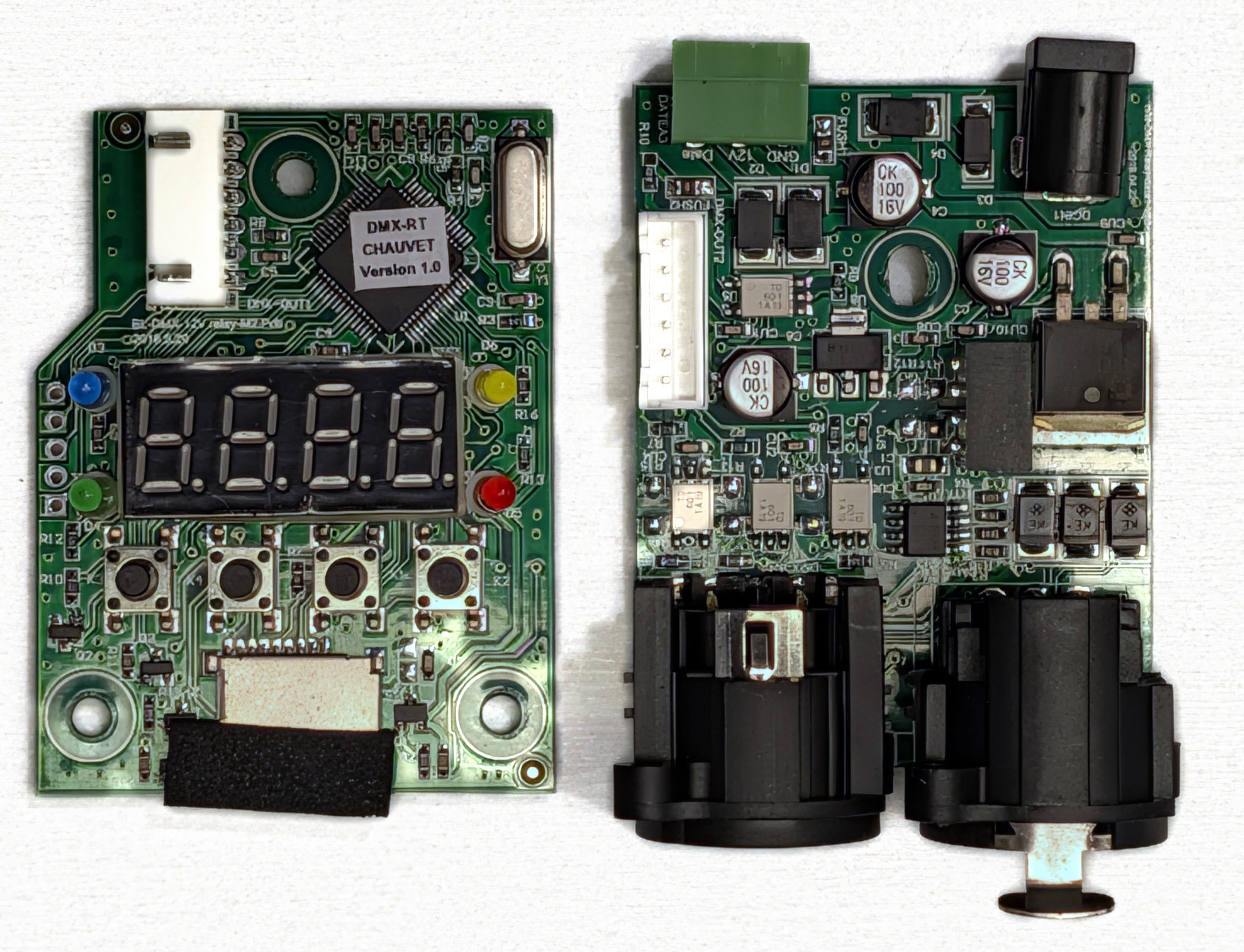 Chauvet DMX-RT control board and I/O board side by side