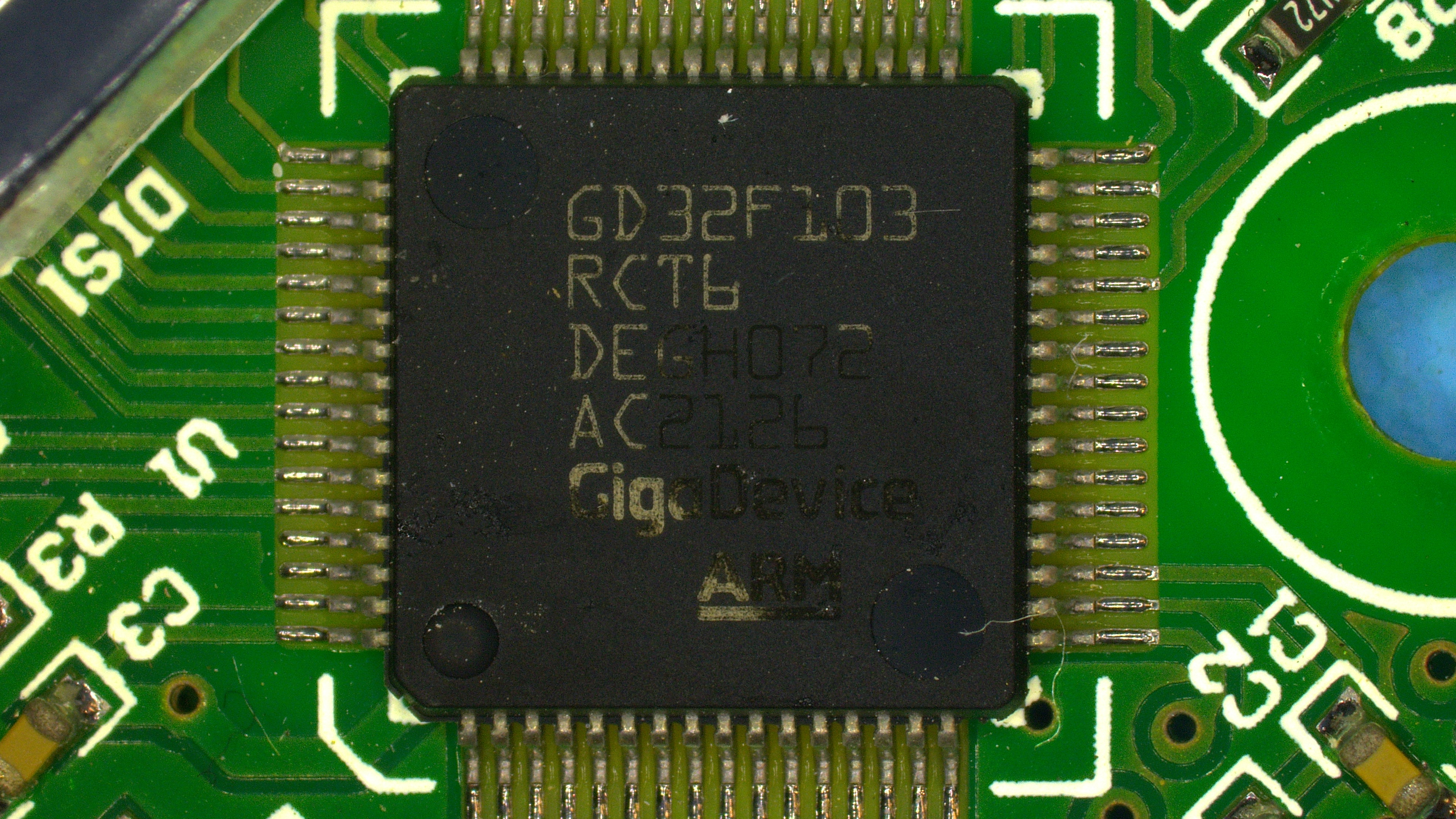 GigaDevice GD32F103RCT6 marking, with the sticker removed