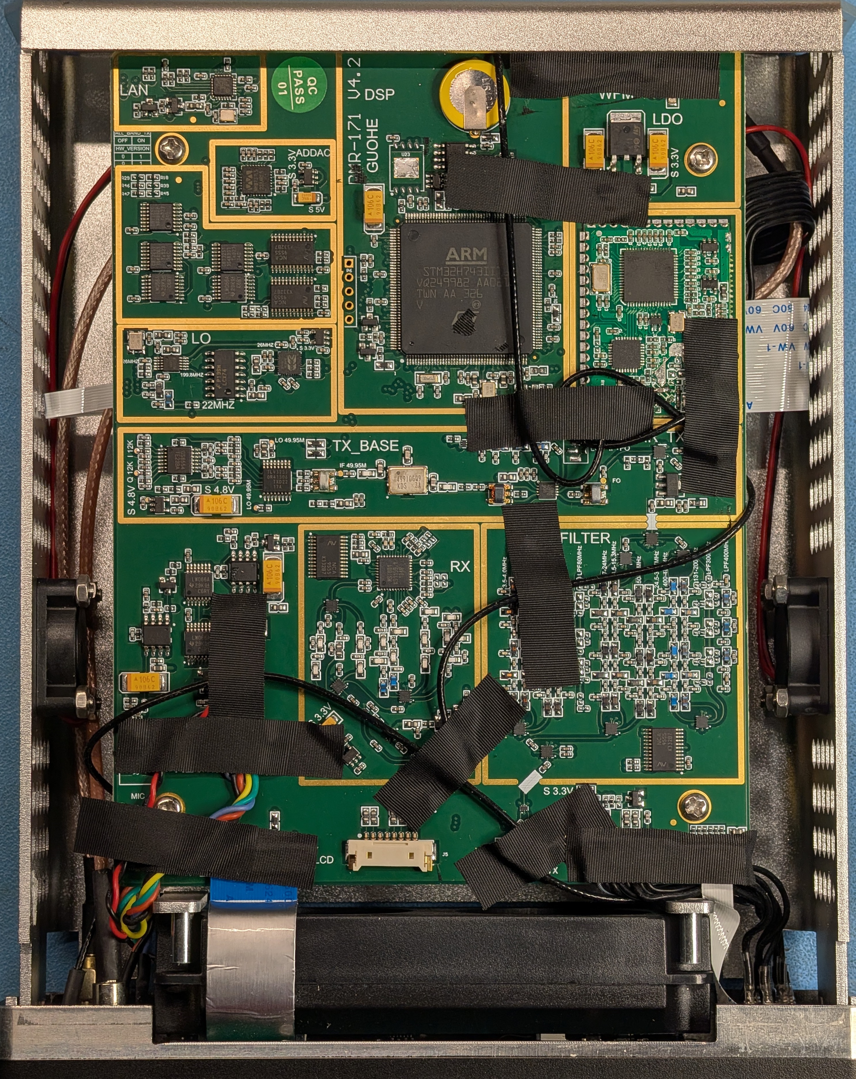 PMR-171 upper PCB top view showing major ICs and RF components