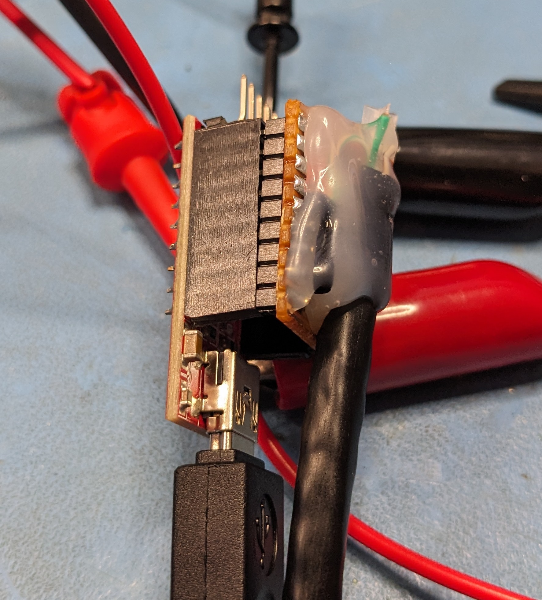 DIY programming cable shown